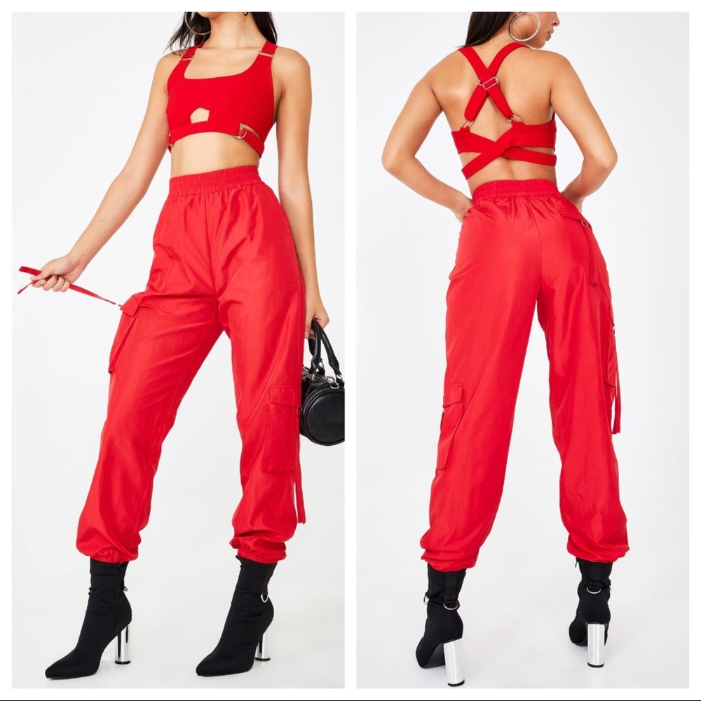 TIGER MIST RED FLOSS CARGO PANTS